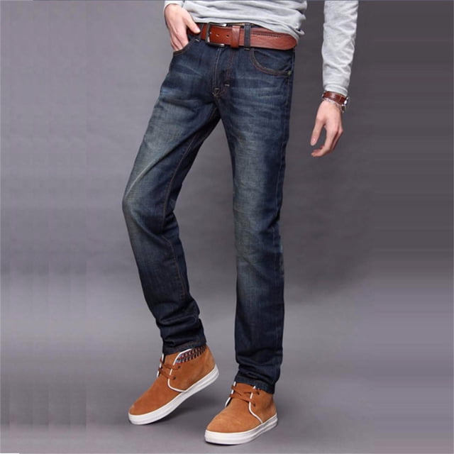 Jeans Grande Taille pour Hommes Jambe Droite Denim Extensible Confortable Décontracté Couleur Unie Léger Pantalon de Randonnée Extérieur Automne avec Poche