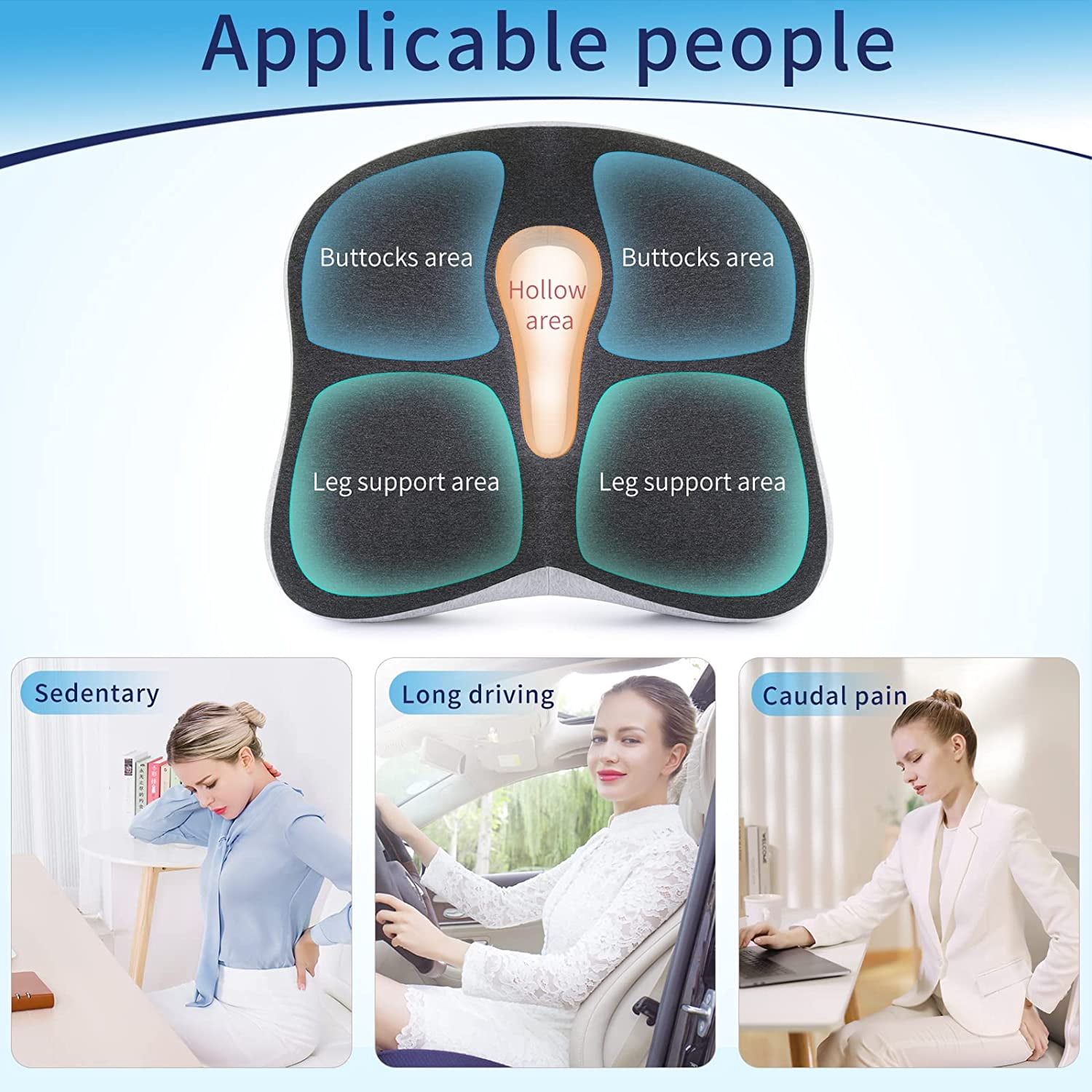 Oenbopo Memory Foam Seat Chair Cushion for Relieves Back Sciatica Pain Tailbone Pain Coccyx Degenerating Disc Orthopedic Osteoarthritis Prostate Cushion Low Back Pain Cushion Hip Shaping