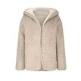 thumbnail image 6 of XFLWAM Womens Oversized Sherpa Jacket Fuzzy Fleece Teddy Coat with Pockets Open Front Hooded Cardigan Beige XL, 6 of 8