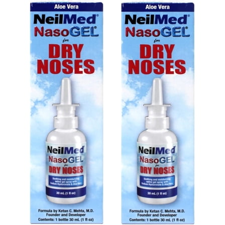 NeilMed NasoGel Nasal Gel Spray for Dry Noses, Aloe Vera Formula, 1 fl oz Bottle (Pack of 2)