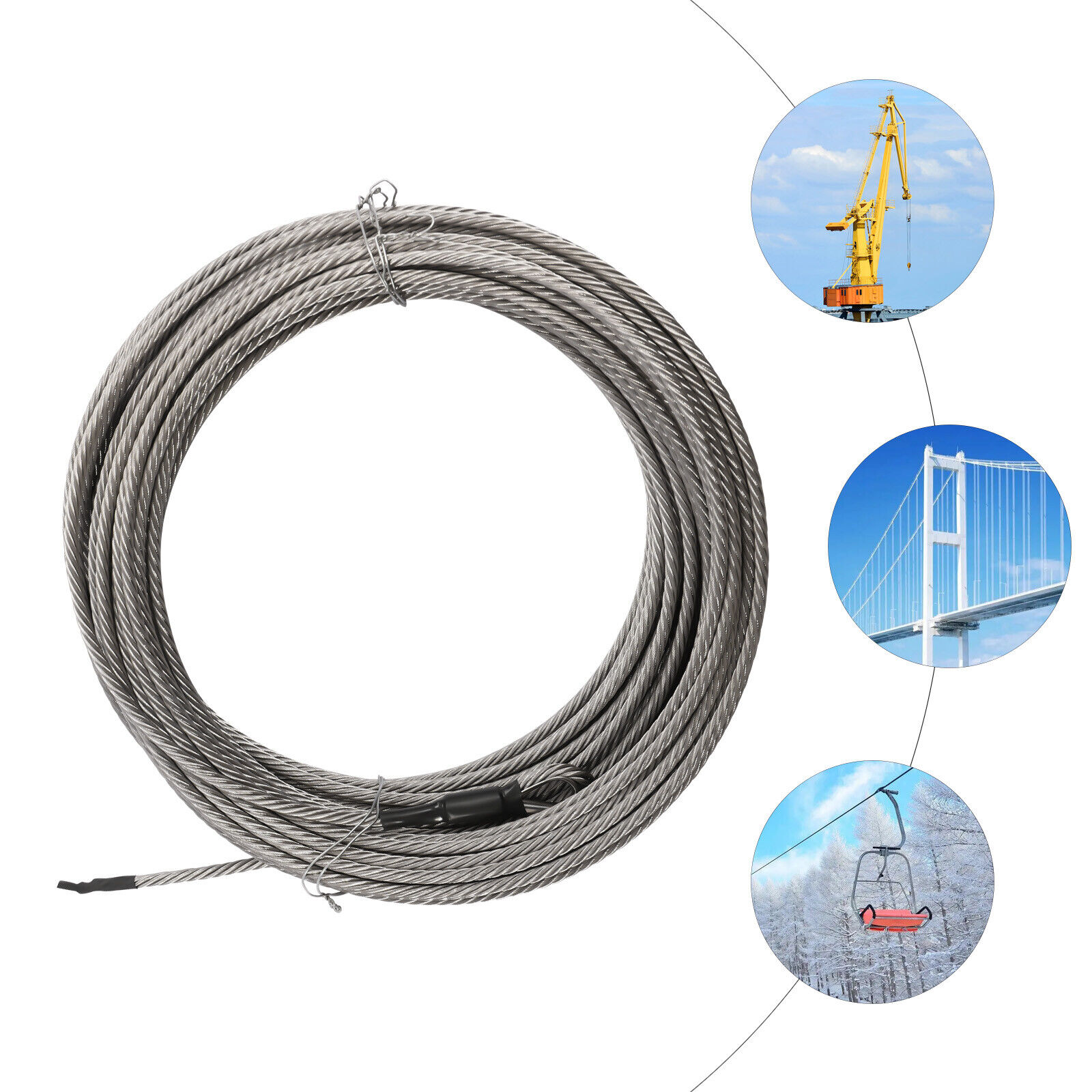Miumaeov 304 Stainless Steel Wire Rope 5/16'' Coil Wire Rope Wire Cable