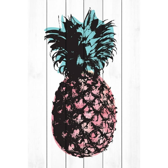 "Pineapple Multi" Painting Print on White Wood
