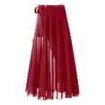 thumbnail image 5 of CHICTRY Womens Lyrical Belly Dance High Low Skirt Maxi Dance Skirt Ballroom Performance Flowy Skirt A Burgundy One Size, 5 of 7