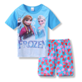 thumbnail image 3 of Disney-Conjunto de ropa de Frozen Elsa para niños, pijamas Kawaii para bebés, camiseta para niños, pantalones cortos, trajes, ropa de algodón, regalo, novedad de verano, 3 of 5