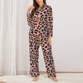 thumbnail image 2 of KLL Leopard Print Women's Long Sleeve Pajamas with Pants Sleepwear Loungewear 2 Set-Medium, 2 of 7