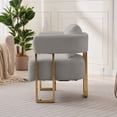 thumbnail image 3 of 26" Gold Metal Leg Modern Accent Chair, Comfy Reading Chair with Teddy Fabric, Modern Minimalist Sofa Chair with High Rebound Foam for Living Room, Grey, 3 of 9