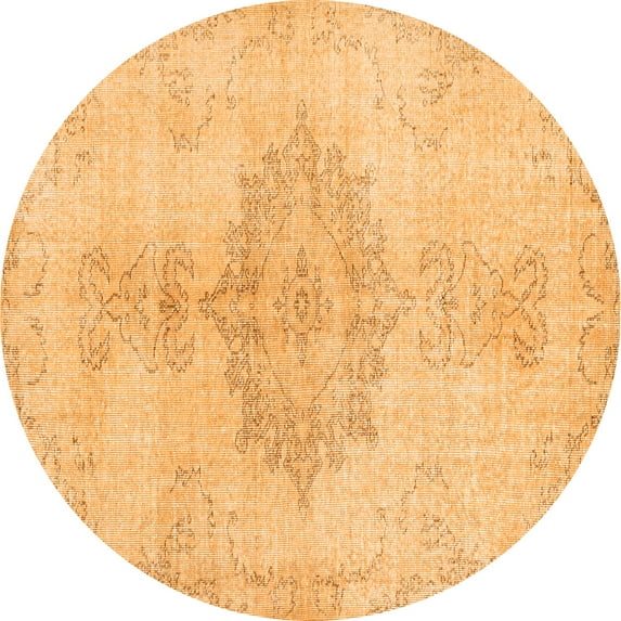 Ahgly Company Indoor Round Abstract Orange Contemporary Area Rugs, 6' Round