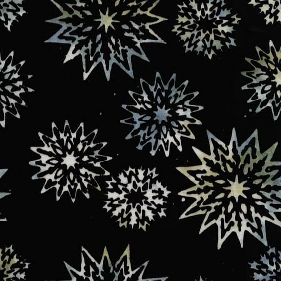 Timeless Treasures Fabrics Rose Tonga Batiks Noir Black Mixed Snowflake Batik 100% Cotton Fabric sold by the yard
