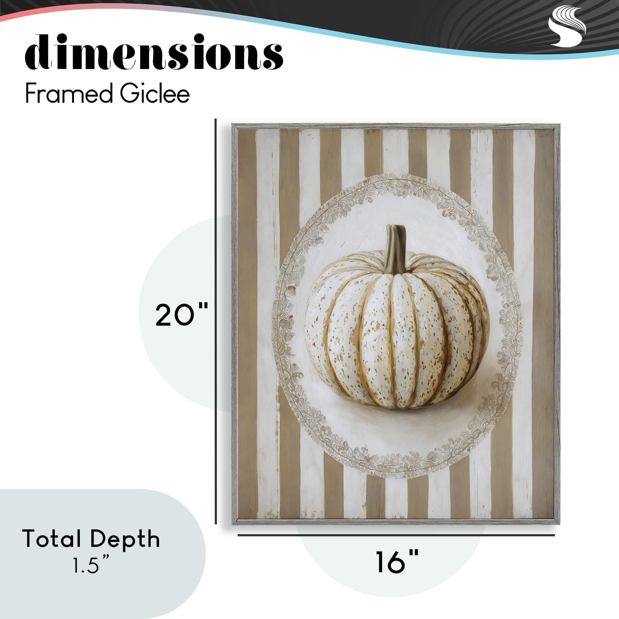 Beige Stripes Pumpkin Gray Framed Giclee Art, design by Arlington Prints