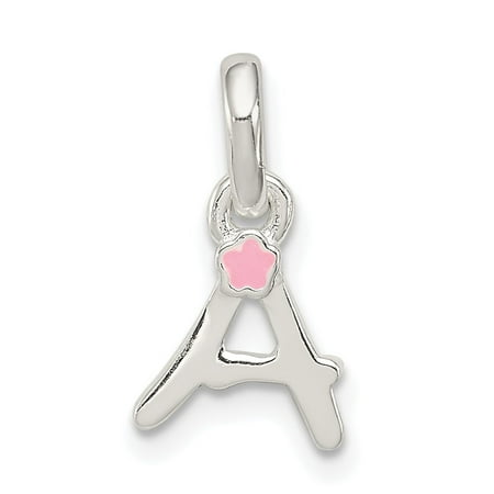 Diamond2Deal 925 Sterling Silver Letter A with Enamel Pendant for Women (L- 0.6 in, W- 0.32 in)