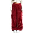 thumbnail image 2 of Qingpeng Womens Plush Warm Long Pants Elastic High Waist Wide Leg Trousers Thick Cozy Fall Winter Casual Pants for Women, 2 of 5
