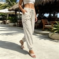thumbnail image 6 of Xdegoge Womens Casual Jogger Pants Striped Boho Beach Trousers Lightweight Breathable Flowy Fit with Elastic Waist Drawstring and Pockets Summer Vacation Bottoms, 6 of 7