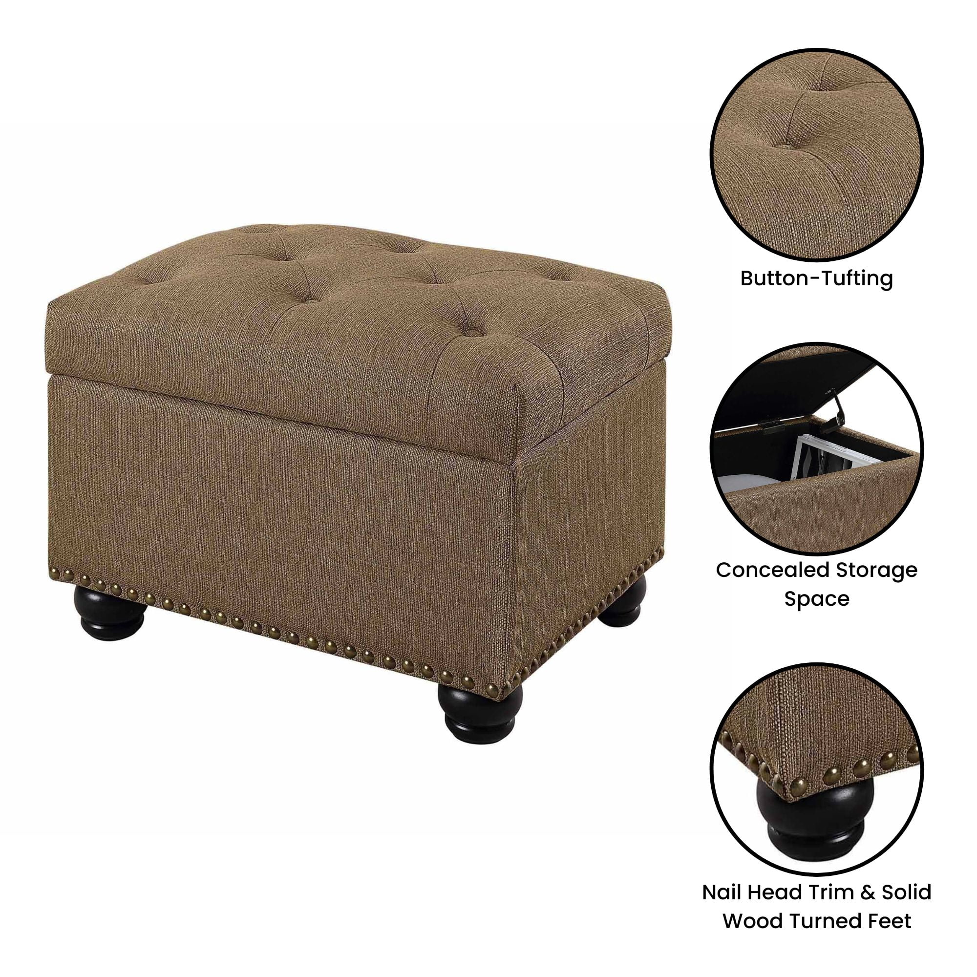 Convenience Concepts Designs4Comfort 5th Avenue Storage Ottoman, Sandstone Fabric