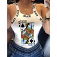 thumbnail image 2 of Top De Camisola Delgado Con Estampado De Reina De Póquer, Top De Tirantes De Espagueti Con Lazo Trasero Sexy Para El Verano, Ropa De Mujer, 2 of 4