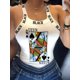thumbnail image 2 of Top De Camisola Delgado Con Estampado De Reina De Póquer, Top De Tirantes De Espagueti Con Lazo Trasero Sexy Para El Verano, Ropa De Mujer, 2 of 4