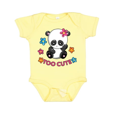 

Inktastic Too Cute Baby Panda with Flowers Girls Baby Bodysuit