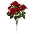 thumbnail image 2 of Under $3 Artificial Hydrangea Eucalyptus Spray 7-Fork Hydrangea Eucalyptus For Living Room Vase Filler,Plastic Red (1Pc), 2 of 9