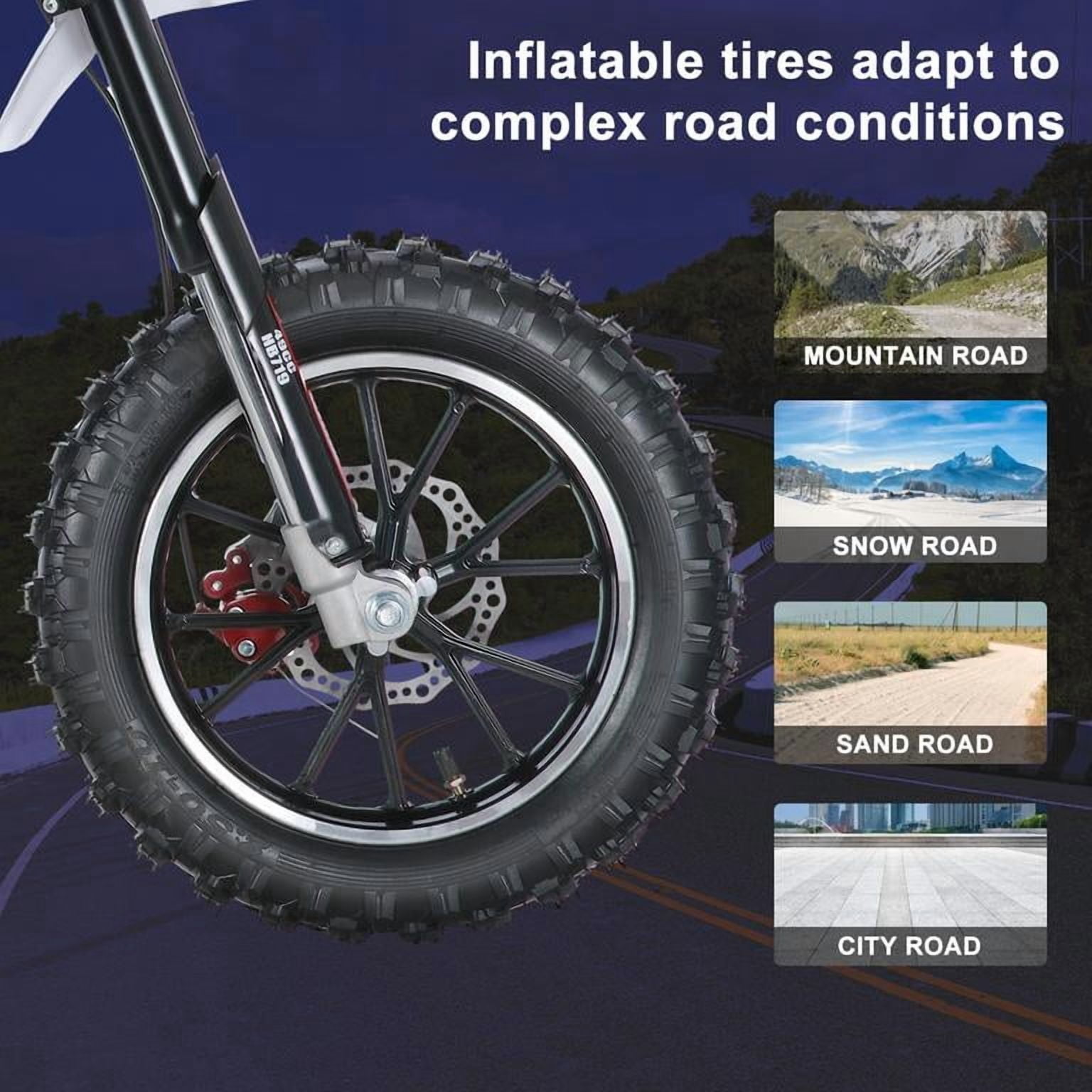 Korogimeeet Black Gas Mini Motorcycle 49cc 2-Stroke, Upgraded Frame with Reduced Exhaust Resonance, Pull Start, 10 Inch Anti-Slip Tires, 40KM/H, 150kg Capacity, 47 x 28 Inch