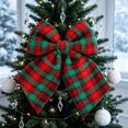 thumbnail image 3 of 1 PC Red Green Plaid Christmas Bow, 30 x 25 cm Wired Ribbon Bow for Tree, Wreath, Garland, Door, Mantel & Holiday Decor, 3 of 7