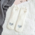 thumbnail image 4 of Ierhent Socks with Cats Womens Super Soft Cute Cartoon Animal fuzzy Cozy Non-Slip Winter Slipper Socks White,One Size, 4 of 7