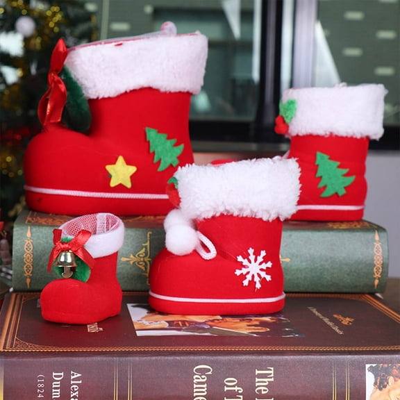 HINTRMENT 2Pcs Decorative Item Christmas Stockings Boot-Shaped Hanging Design For Children And Friends 13.0*7.9*5.5In