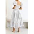 thumbnail image 4 of Women's Summer Short Puff Sleeve Smocked Dress Square Neck Long Dresses, 4 of 6