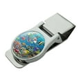thumbnail image 1 of Ocean Coral Reef Angel Clown Fish Diving Satin Chrome Plated Metal Money Clip, 1 of 4