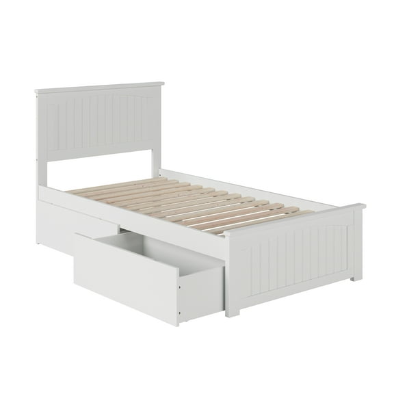 Nantucket Platform Bed with Matching Foot Board with 2 Urban Bed Drawers, Multiple Colors, Multiple Sizes