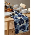 thumbnail image 6 of Blue Palm Leaves Table Runner 72 Inches, Farmhouse Summer Beige Tropical Plants Bed Runner Dresser Scarves Tabletop for Indoor Outdoor Parties/Ceremony/Banquet, 13" x 72", 6 of 8
