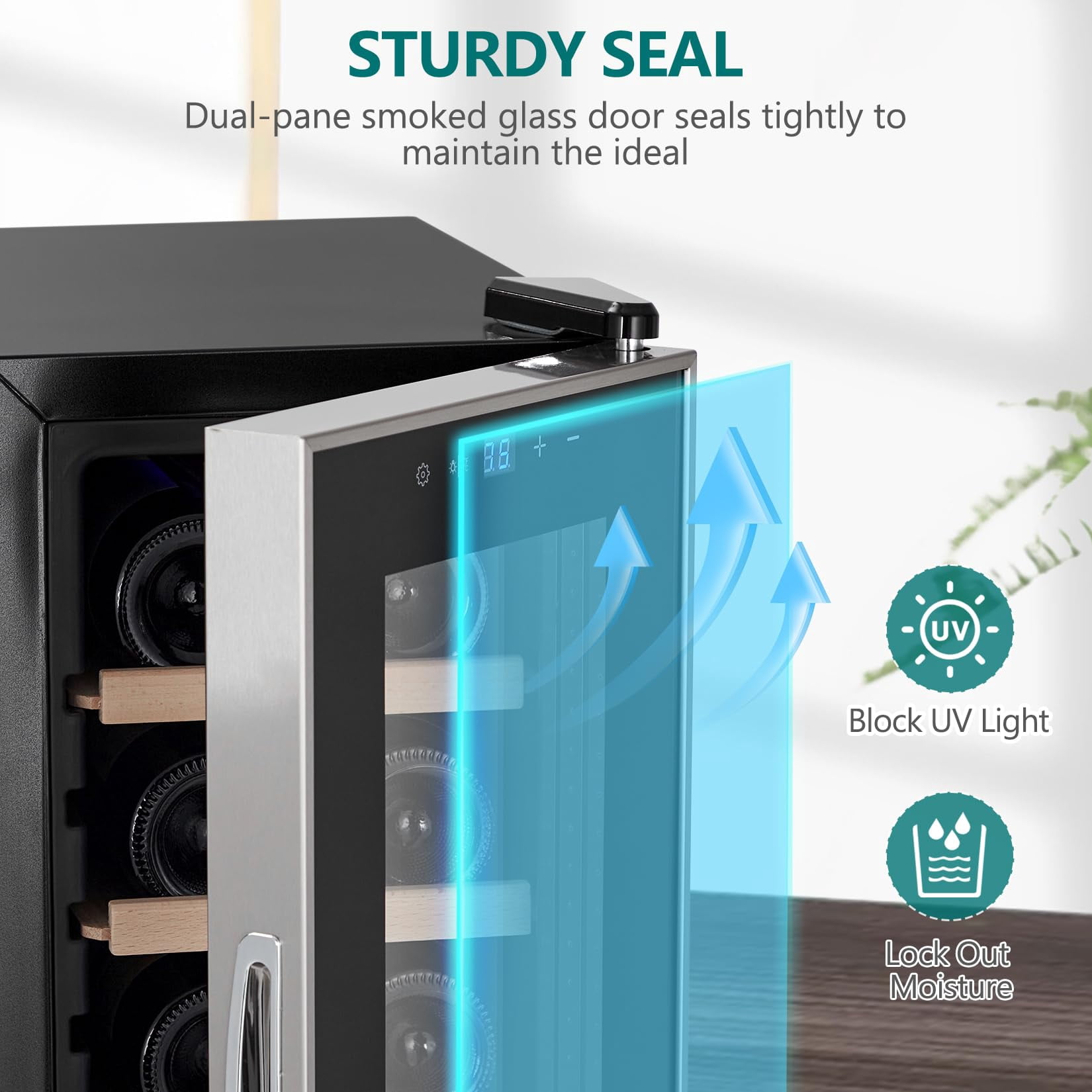 14 Bottle Adjustable Temperature Freestanding Wine Beverage Cooler