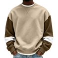 thumbnail image 2 of qafoshin Mens Color Block Crew Neck Long Sleeve Pullover Tops, Fashion Basic Regular Fit Casual Sweatshirts, 2 of 5