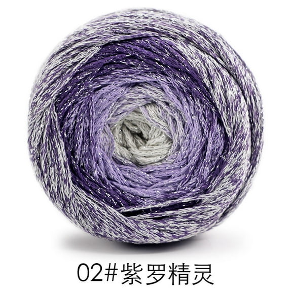 XmhyTop-A 200g Cake Yarn with Silver Sparkle Hollow Cotton Thread for Crochet, Gradient Sparkling Crochet Bag Yarn, Shimmer Knitting Yarn,Purple