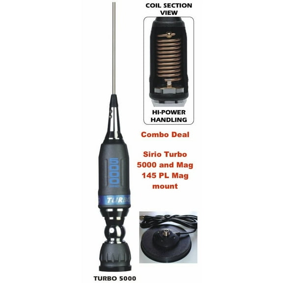 Sirio Turbo 5000 PL Mobile Antenna & Sirio Mag 145 Mag Mount