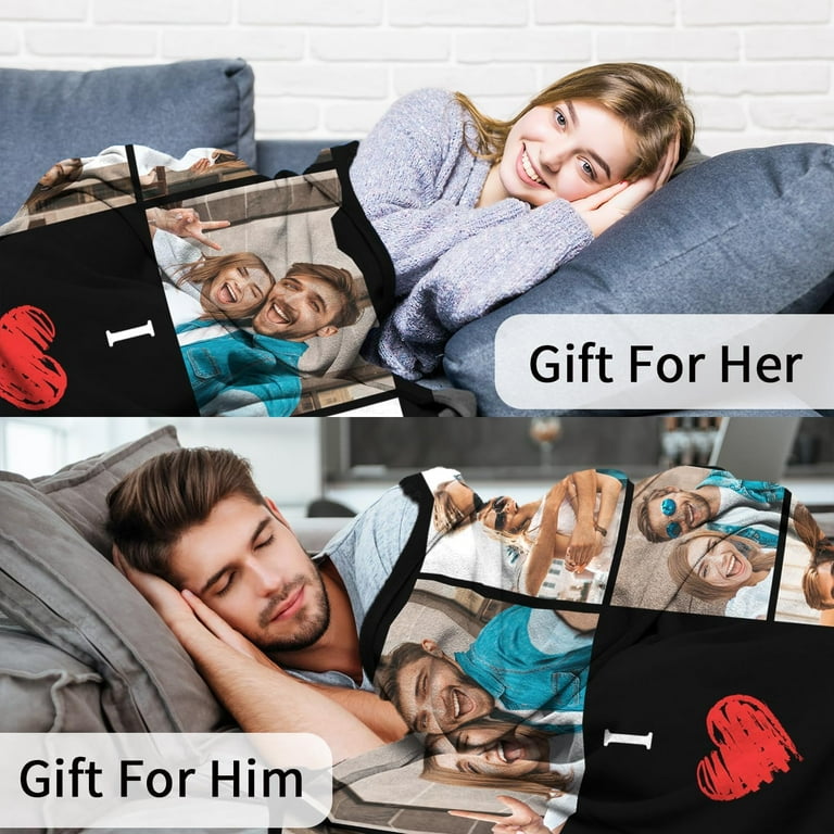 Custom Blanket with Photo Personalized Blankets and Throws Picture Blanket for Birthday Christmas Valentine Customized Gifts for Mom Dad Couple Girlfriend Boyfriend Wife Husband Walmart