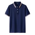 thumbnail image 4 of Sakmal Button Down Men's and Big Men's Polo Shirts Breathable Short Sleeve Tshirts Blue Solid Business Casual Shirts for Men M, 4 of 4