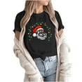 thumbnail image 4 of Camiseta informal con estampado de árbol de Navidad de manga corta y cuello redondo para mujer Pompotops  hfajkhk124568, 4 of 6