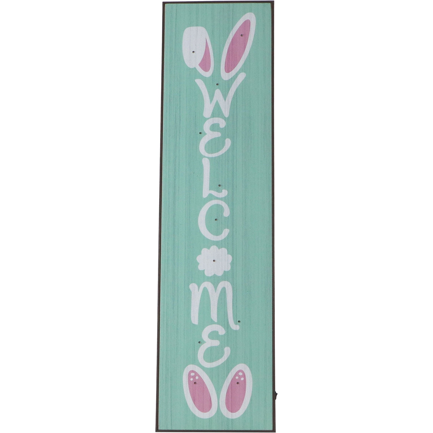 45-In. WELCOME Porch Leaner Sign with Battery-Operated LED Lights and Bunny Ears, Festive Spring Decoration, Blue