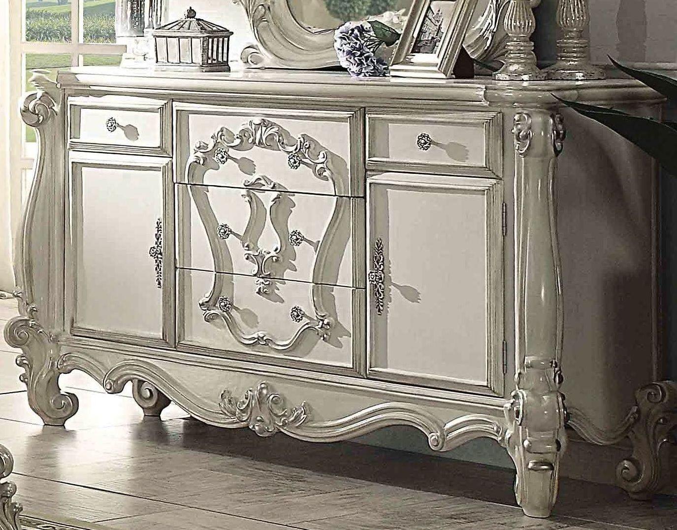 Acme Furniture 21127EK Versailles Ivory Velvet & Bone White King Bedroom Set 3Pc - image 7 of 9