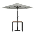 thumbnail image 2 of Emma + Oliver 3 Piece Patio Table Set - Synthetic Faux Teak 35" Square Dining Table with Umbrella Hole & Gray Umbrella with Weighted Base, 2 of 17