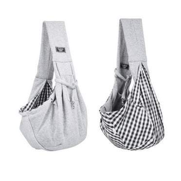 Dog and Cat Sling Carrier - Reversible Puppy Carrier Purse with Storage Pocket, Hand-Free Dog Sling Carrier for Carry Small Dogs and Cats Gray