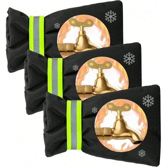 Outdoor Faucet Covers Winter Freeze, Waterproof Thickened Socks, Reusable Insulated Spigot Cover, 8.3 H X 5.9, 3 Pack Black