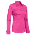thumbnail image 2 of J. METHOD Women's Button Down Shirt Long Sleeve Roll Up Stretch Collar Office Work Formal Casual Basic Blouse Top NEWT04 Hot Pink L, 2 of 5