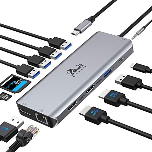 USB C Docking Station Dual 13 in 1 Triple Display Laptop Docking Station with 2 HDMI+DP+Ethernet+5USB+SD/TF+USB C PD+Audio for MacBook Pro/Air/Dell/HP/Lenovo/Thinkpad and More Type-C Laptops - Walmart.com