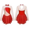 thumbnail image 5 of CHICTRY Girls Figure Ice Skating Dress Sequins Floral Long Sleeve Dance Competition Gymnastics Skirted Leotard Red 8, 5 of 6