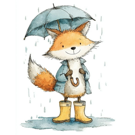 Paint by Numbers for Adults Kids Beginner Fox's Umbrella in the Rain DIY Acrylic Painting by Numbers Kits with Brushes Acrylic Pigment Home Decoration Gifts 16 x 20 inch