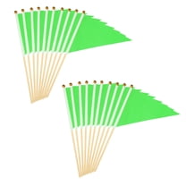 Uxcell 8x3 Inch Mini Pennant Flags, 25 Pcs Wooden Pole Small Handheld Flag for DIY Celebration Sports,Green
