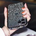 thumbnail image 1 of Para Iphone 13 Pro Max Bling Glitter Phone Case, Ladies Bright Black Star Diamond Phone Case con marco de parachoques de metal plateado Edge Cover Girl Fashion Lux Feliz Sencillez, 1 of 2