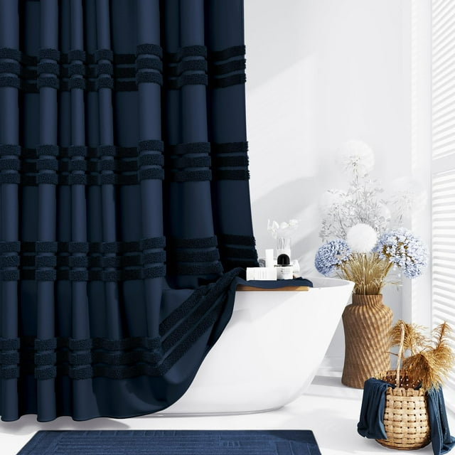 Cortina de ducha Dynamene Stall, tela, 140 x 200 cm, color azul marino