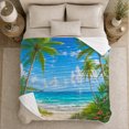 thumbnail image 5 of Tropical Beach Escape Hibiscus Flower, Peaceful Coastal Landscape Scene, Warm Flannel Blanket for Beach House and Living Room, Beach Lovers Housewarming Gift, Coastal Home Decor, 5 of 9