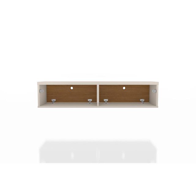 Manhattan Comfort Liberty Mid Century Modern Home Office Floating Desk, 42.28", Off White and Cinnamon